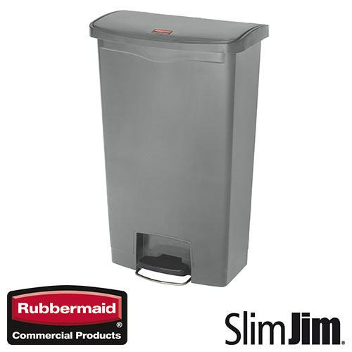 Afvalbak Slim Jim Front Step On container Rubbermaid 68 liter grijs